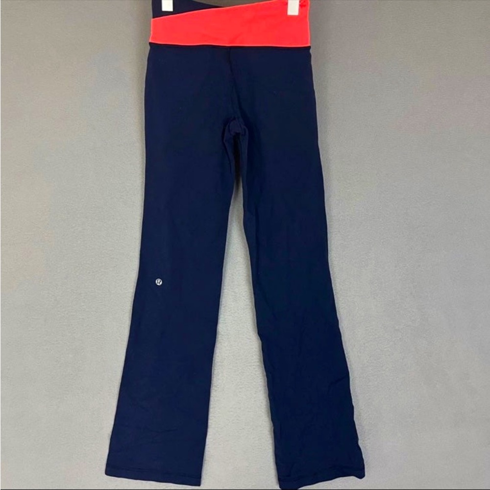 Lululemon Flare Yoga Pants Leggings Navy Fluorescent Neon Orange Pants - Size 6